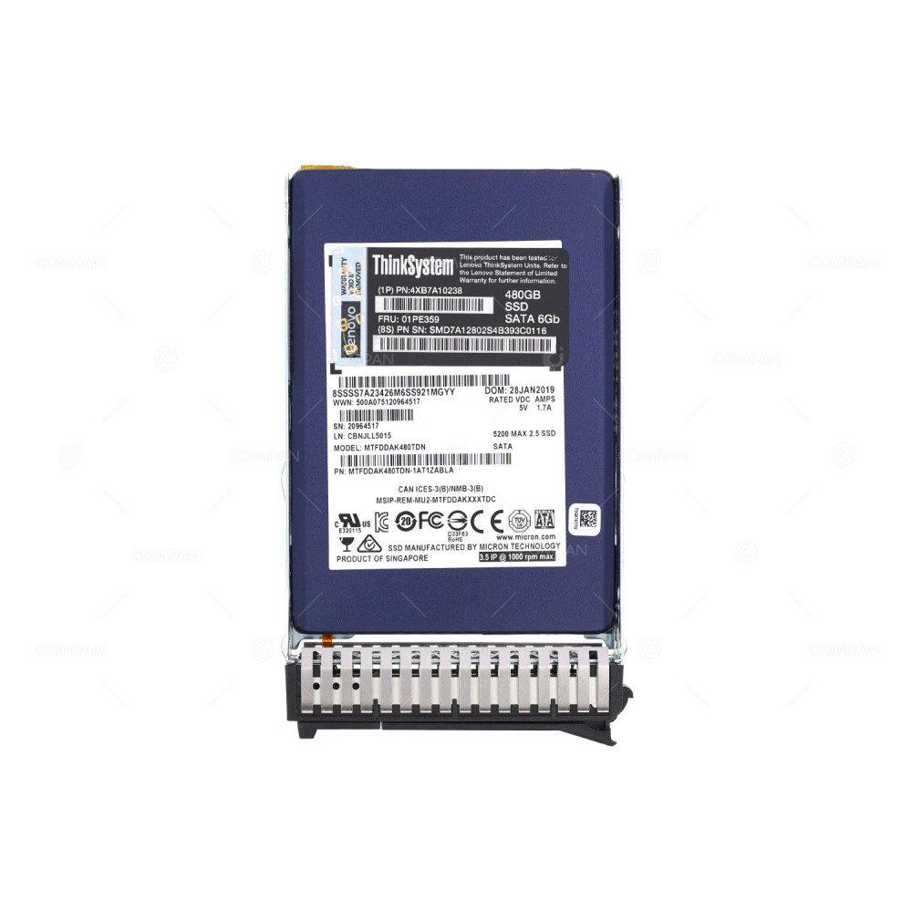 01PE359  LENOVO 480GB 6G SATA 2.5 SFF SSD FOR THINKSYSTEM
